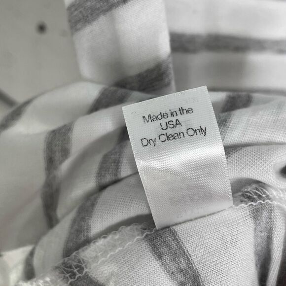 Michael Stars Striped T Shirt w/Leather Trim XS White Gray - Picture 7 of 7